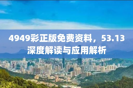 4949彩正版免费资料，53.13深度解读与应用解析